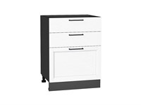 Шкаф нижний с 3-мя ящиками Сканди Graphite, White Silkwood, 600 В*Ш*Г 816*600*480, фасад МДФ  White Silkwood, корпус  Graphite ms2510VVT_70334