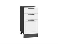 Шкаф нижний с 3-мя ящиками Сканди Graphite, White Softwood, 400 В*Ш*Г 816*400*480, фасад МДФ  White Softwood, корпус  Graphite ms2510VVT_56256