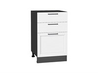 Шкаф нижний с 3-мя ящиками Сканди Graphite, White Softwood, 500 В*Ш*Г 816*500*480, фасад МДФ  White Softwood, корпус  Graphite ms2510VVT_56257