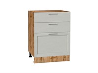 Шкаф нижний с 3-мя ящиками Сканди Дуб Вотан, Cappuccino Softwood, 600 В*Ш*Г 816*600*480, фасад МДФ  Cappuccino Softwood, корпус  Дуб Вотан ms2510VVT_63052
