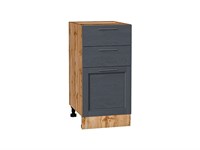 Шкаф нижний с 3-мя ящиками Сканди Дуб Вотан, Graphite Softwood, 400 В*Ш*Г 816*400*480, фасад МДФ  Graphite Softwood, корпус  Дуб Вотан ms2510VVT_63058