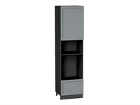Шкаф пенал с 1-ой дверцей и ящиком под технику Сканди Graphite, Grey Softwood, 2340 В*Ш*Г 2336*600*576, фасад МДФ  Grey Softwood, корпус  Graphite ms2510VVT_42343