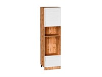 Шкаф пенал с 1-ой дверцей и ящиком под технику Сканди Дуб Вотан, White Softwood, 2140 В*Ш*Г 2132*600*576, фасад МДФ  White Softwood, корпус  Дуб Вотан ms2510VVT_66143