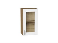Шкаф верхний с 1-ой остекленной дверцей Лофт Дуб Вотан, White Silk, 720, 400 В*Ш*Г 716*400*320, фасад МДФ/Стекло  White Silk, корпус  Дуб Вотан ms2510VVT_63197