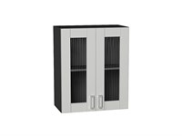 Шкаф верхний с 2-мя остекленными дверцами Лофт Graphite, Grey Silk, 720, 600 В*Ш*Г 716*600*320, фасад МДФ/Стекло  Grey Silk, корпус  Graphite ms2510VVT_69646