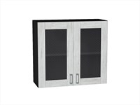 Шкаф верхний с 2-мя остекленными дверцами Лофт Graphite, Nordic Oak, 720, 800 В*Ш*Г 716*800*320, фасад МДФ/Стекло  Nordic Oak, корпус  Graphite ms2510VVT_35988