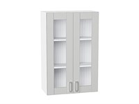 Шкаф верхний с 2-мя остекленными дверцами Лофт Белый, Grey Silk, 920, 600 В*Ш*Г 920*600*320, фасад МДФ/Стекло  Grey Silk, корпус  Белый ms2510VVT_69640
