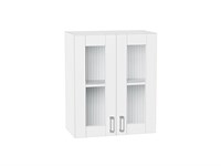 Шкаф верхний с 2-мя остекленными дверцами Лофт Белый, White Silk, 720, 600 В*Ш*Г 716*600*320, фасад МДФ/Стекло  White Silk, корпус  Белый ms2510VVT_60049