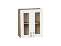 Шкаф верхний с 2-мя остекленными дверцами Лофт Дуб Вотан, White Silk, 720, 600 В*Ш*Г 716*600*320, фасад МДФ/Стекло  White Silk, корпус  Дуб Вотан ms2510VVT_63221