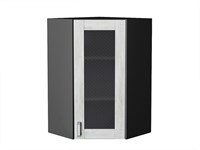 Шкаф верхний угловой остекленный Лофт Graphite, Nordic Oak, 920 В*Ш*Г 920*600*600, фасад МДФ/Стекло  Nordic Oak, корпус  Graphite ms2510VVT_41045