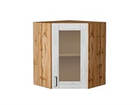 Шкаф верхний угловой остекленный Лофт Дуб Вотан, Nordic Oak, 720 В*Ш*Г 716*600*600, фасад МДФ/Стекло  Nordic Oak, корпус  Дуб Вотан ms2510VVT_63318