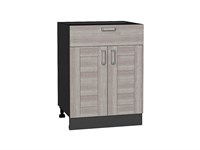 Шкаф нижний с 2-мя дверцами и ящиком Лофт Graphite, Cappuccino Veralinga, 600 В*Ш*Г 816*600*480, фасад МДФ  Cappuccino Veralinga, корпус  Graphite ms2510VVT_36098