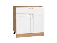 Шкаф нижний с 2-мя дверцами и ящиком Лофт Дуб Вотан, White Silk, 800 В*Ш*Г 816*800*480, фасад МДФ  White Silk, корпус  Дуб Вотан ms2510VVT_63367