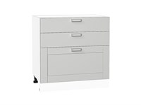 Шкаф нижний с 3-мя ящиками Лофт Белый, Grey Silk, 800 В*Ш*Г 816*800*480, фасад МДФ  Grey Silk, корпус  Белый ms2510VVT_69723