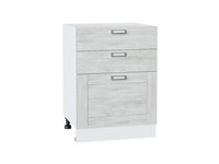 Шкаф нижний с 3-мя ящиками Лофт Белый, Nordic Oak, 600 В*Ш*Г 816*600*480, фасад МДФ  Nordic Oak, корпус  Белый ms2510VVT_36085