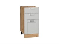 Шкаф нижний с 3-мя ящиками Лофт Дуб Вотан, Grey Silk, 400 В*Ш*Г 816*400*480, фасад МДФ  Grey Silk, корпус  Дуб Вотан ms2510VVT_69725