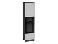 Шкаф пенал с 1-ой дверцей и ящиком под технику Лофт Graphite, Grey Silk, 2340 В*Ш*Г 2336*600*576, фасад МДФ  Grey Silk, корпус  Graphite ms2510VVT_69745