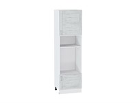 Шкаф пенал с 1-ой дверцей и ящиком под технику Лофт Белый, Nordic Oak, 2140 В*Ш*Г 2132*600*576, фасад МДФ  Nordic Oak, корпус  Белый ms2510VVT_42509