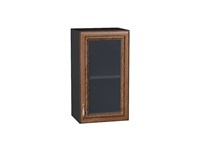Шкаф верхний с 1-ой остекленной дверцей Шале Graphite, Brown Dreamline, 720, 400 В*Ш*Г 716*400*320, фасад МДФ/Стекло  Brown Dreamline, корпус  Graphite ms2510VVT_53806