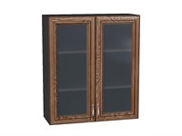 Шкаф верхний с 2-мя остекленными дверцами Шале Graphite, Brown Dreamline, 920, 800 В*Ш*Г 920*800*302, фасад   Brown Dreamline, корпус  Graphite ms2510VVT_53842