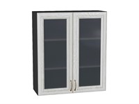 Шкаф верхний с 2-мя остекленными дверцами Шале Graphite, White Dreamline, 920, 800 В*Ш*Г 920*800*302, фасад   White Dreamline, корпус  Graphite ms2510VVT_53834