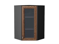 Шкаф верхний угловой остекленный Шале Graphite, Brown Dreamline, 920 В*Ш*Г 920*600*600, фасад МДФ/Стекло  Brown Dreamline, корпус  Graphite ms2510VVT_53858
