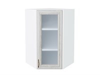 Шкаф верхний угловой остекленный Шале Белый, White Dreamline, 920 В*Ш*Г 920*600*600, фасад МДФ/Стекло  White Dreamline, корпус  Белый ms2510VVT_53852