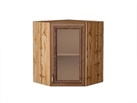 Шкаф верхний угловой остекленный Шале Дуб Вотан, Brown Dreamline, 720 В*Ш*Г 716*600*600, фасад МДФ/Стекло  Brown Dreamline, корпус  Дуб Вотан ms2510VVT_61344