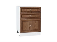 Шкаф нижний с 3-мя ящиками Шале Белый, Brown Dreamline, 600 В*Ш*Г 816*600*480, фасад МДФ  Brown Dreamline, корпус  Белый ms2510VVT_53996