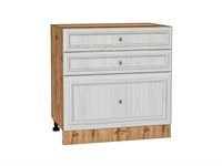 Шкаф нижний с 3-мя ящиками Шале Дуб Вотан, White Dreamline, 800 В*Ш*Г 816*800*480, фасад МДФ  White Dreamline, корпус  Дуб Вотан ms2510VVT_61390
