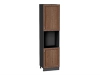 Шкаф пенал с 2-мя дверцами под технику Шале Graphite, Brown Dreamline, 2340 В*Ш*Г 2336*600*576, фасад МДФ  Brown Dreamline, корпус  Graphite ms2510VVT_54026