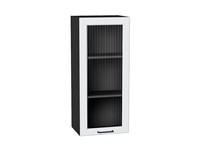 Шкаф верхний с 1-ой остекленной дверцей Барселона Graphite, Белый, 920, 400 В*Ш*Г 920*400*324, фасад МДФ/Стекло  Белый, корпус  Graphite ms2510VVT_53077