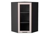 Шкаф верхний угловой остекленный Барселона Graphite, Кашемир, 920 В*Ш*Г 920*600*606, фасад МДФ/Стекло  Кашемир, корпус  Graphite ms2510VVT_53275