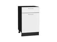 Шкаф нижний с 1-ой дверцей и ящиком Квадро Graphite, Белый, 500 В*Ш*Г 816*500*481, фасад МДФ  Белый, корпус  Graphite ms2510VVT_73509