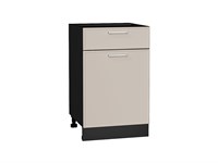 Шкаф нижний с 1-ой дверцей и ящиком Квадро Graphite, Кашемир, 500 В*Ш*Г 816*500*481, фасад МДФ  Кашемир, корпус  Graphite ms2510VVT_73511
