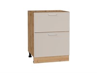 Шкаф нижний с 2-мя ящиками Квадро Дуб Вотан, Кашемир В*Ш*Г 816*600*481, фасад МДФ  Кашемир, корпус  Дуб Вотан ms2510VVT_73548