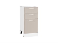 Шкаф нижний с 3-мя ящиками Квадро Белый, Кашемир, 400 В*Ш*Г 816*400*481, фасад МДФ  Кашемир, корпус  Белый ms2510VVT_73608