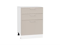 Шкаф нижний с 3-мя ящиками Квадро Белый, Кашемир, 600 В*Ш*Г 816*600*481, фасад МДФ  Кашемир, корпус  Белый ms2510VVT_73610