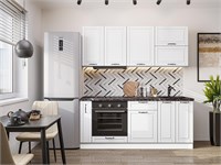 Кухонный гарнитур модульный Дублин-01 В*Ш*Г 2140*1900*600, фасад МДФ  Special White, корпус  Белый, столешница  Мрамор черный ms2510VVT_74204