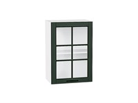 Шкаф верхний с 1-ой остекленной дверцей Дублин Белый, Special Green, 720, 500 В*Ш*Г 716*500*318, фасад МДФ/Стекло  Special Green, корпус  Белый ms2510VVT_74320