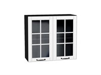 Шкаф верхний с 2-мя остекленными дверцами Дублин Graphite, Special White, 720, 800 В*Ш*Г 716*800*318, фасад МДФ/Стекло  Special White, корпус  Graphite ms2510VVT_74305