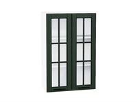 Шкаф верхний с 2-мя остекленными дверцами Дублин Белый, Special Green, 920, 600 В*Ш*Г 920*600*318, фасад МДФ/Стекло  Special Green, корпус  Белый ms2510VVT_74294