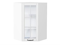 Шкаф верхний угловой остекленный Дублин Белый, Special White, 920 В*Ш*Г 920*600*600, фасад МДФ/Стекло  Special White, корпус  Белый ms2510VVT_74277