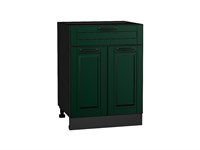 Шкаф нижний с 2-мя дверцами и ящиком Дублин Graphite, Special Green, 600 В*Ш*Г 816*600*478, фасад МДФ  Special Green, корпус  Graphite ms2510VVT_73577