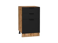 Шкаф нижний с 3-мя ящиками Евро Дуб Вотан, Антрацит, 500 В*Ш*Г 816*500*478, фасад МДФ  Антрацит, корпус  Дуб Вотан ms2510VVT_62112