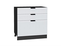 Шкаф нижний с 3-мя ящиками Евро Лайн Graphite, Белый, 800 В*Ш*Г 816*800*478, фасад МДФ  Белый, корпус  Graphite ms2510VVT_59506