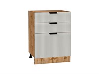 Шкаф нижний с 3-мя ящиками Евро Лайн Дуб Вотан, Агат, 600 В*Ш*Г 816*600*478, фасад МДФ  Агат, корпус  Дуб Вотан ms2510VVT_62121