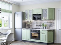 Кухонный гарнитур модульный Ницца-01 В*Ш*Г 2140*1900*600, фасад МДФ/Стекло  Дуб оливковый, корпус  Graphite, столешница  Снежный мрамор ms2510VVT_77609