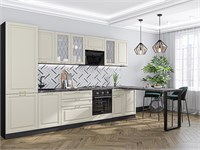 Кухонный гарнитур модульный Ницца-02 В*Ш*Г 2140*3300*600, фасад МДФ/Стекло  Агат, корпус  Graphite, столешница  Мрамор черный ms2510VVT_77614