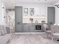 Кухонный гарнитур модульный Ницца Royal-01 В*Ш*Г 2140*3150*600, фасад МДФ/Стекло  Blanco/Magnum, корпус  Белый, столешница  Антарес ms2510VVT_68707
